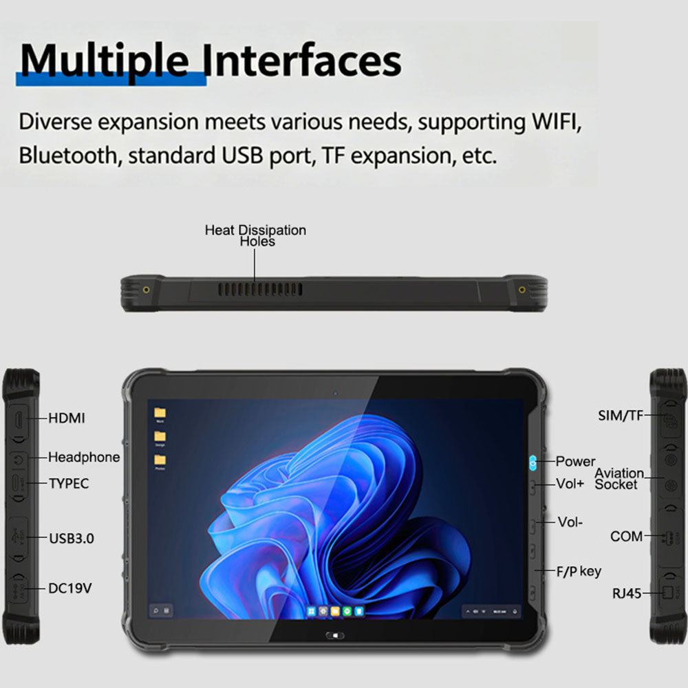 RT-12C 12" Rugged Tablet PC Intel Intel i5-1235U 16GB RAM+256GB Industrial Ourdoor Waterproof Windows or Ubuntu22.04 Linux RS-232 RJ45