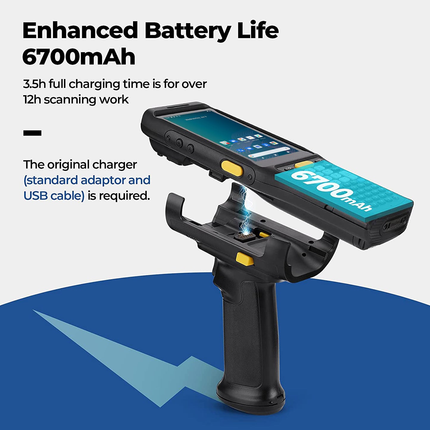 RUGLINE RT61 2025 New Long-Range-Android-Barcode-Scanner, Android 13 PDA, Equip with Zebra 4850 Scanner, Long Distance Inventory Scanner with Pistol Grip, 1D 2D QR for Warehouse