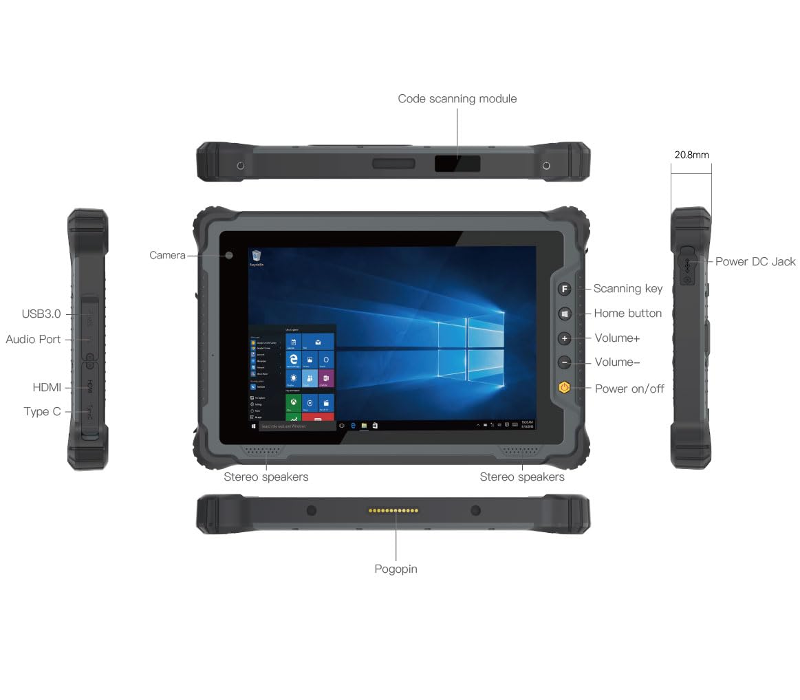 8 inch Windows 10 8GB+128GB Industrial Tablets