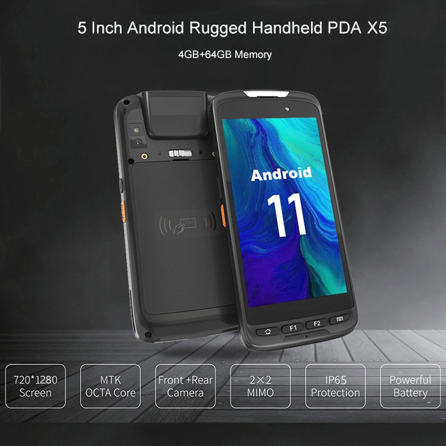 Android 2D Barcode Scanner 5" Handheld Rugged PDA