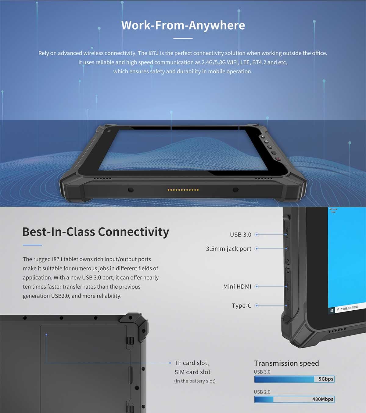Windows 11 Pro 8 inch Intel N5100 700nit 4G LTE Indusrtial Tablet