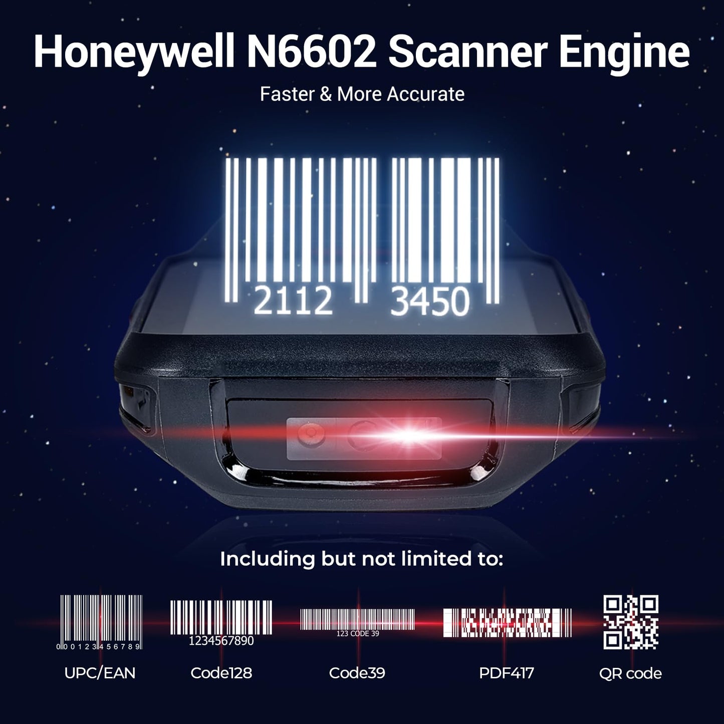 Android Barcode Scanner with Full Size Numeric Keyboard, 1D/2D/QR Handheld PDA, 5000mAh Big Battery Data Terminal Inventory Scanner with 2/3/4G WiFi BT for WMS
