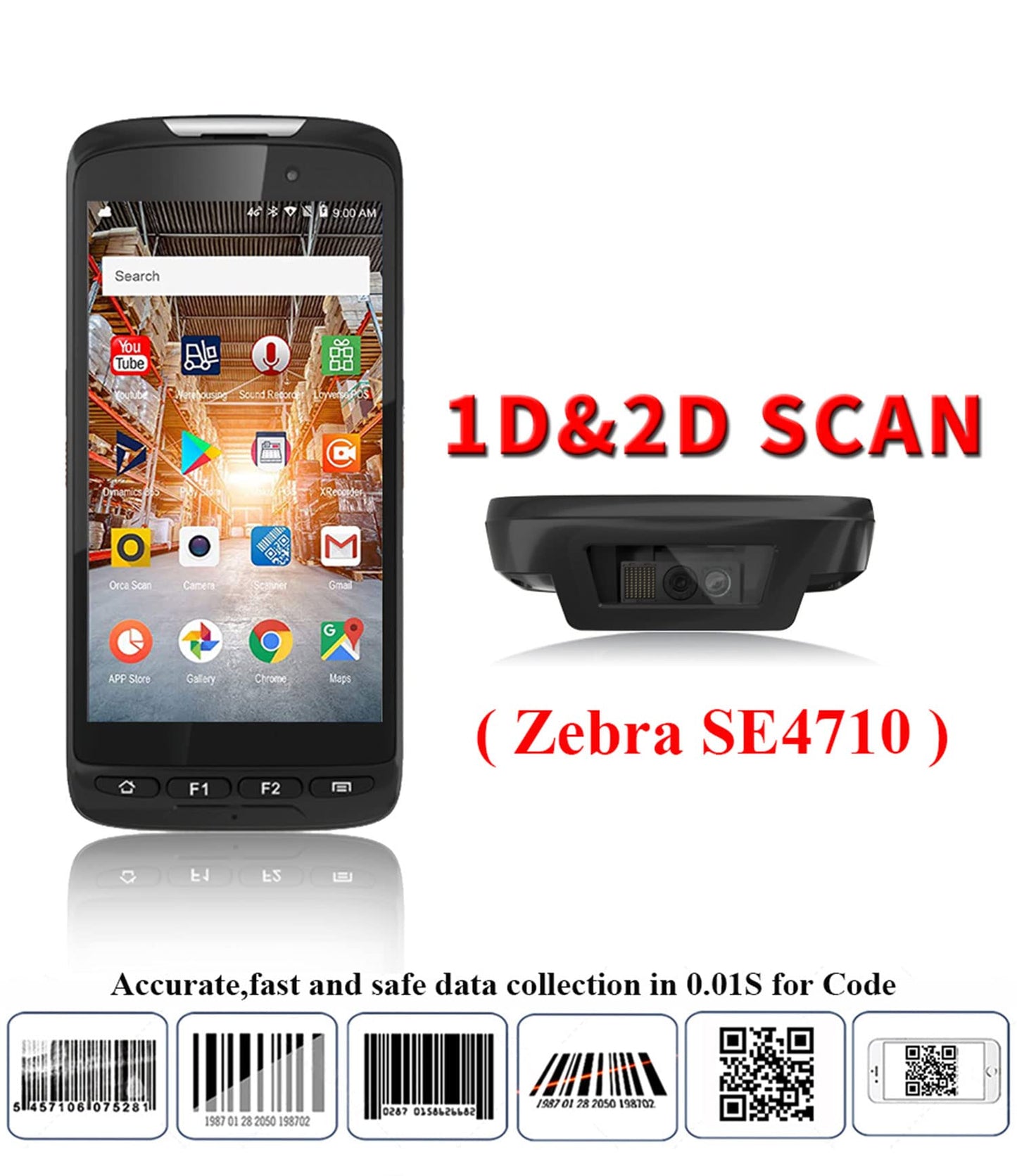 Android 2D Barcode Scanner 5" Handheld Rugged PDA