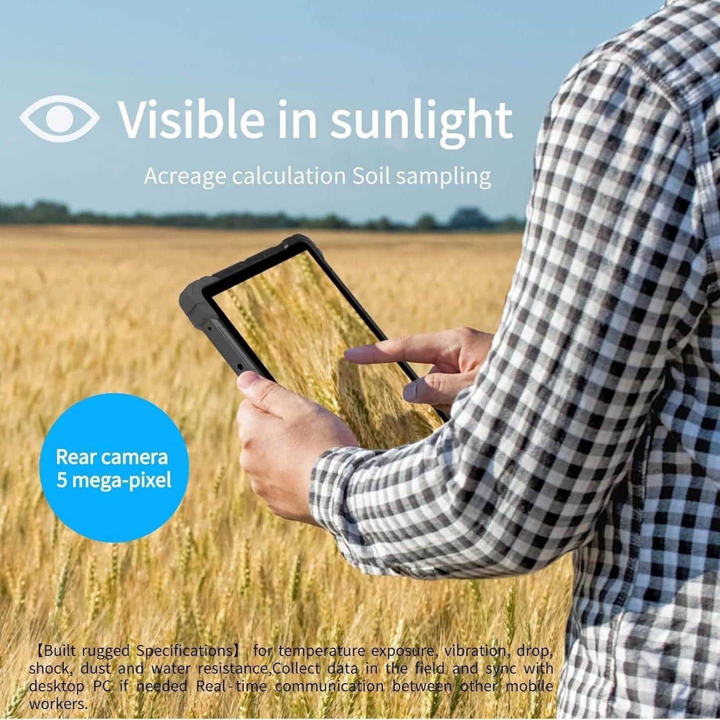 Rugline 10.1" Rugged Tablet, Sunlight Readable Tablet PC, Celeron N4120 8GB RAM+128GB eMMC Tablet, IP67 Waterproof 16000mAh Large Battery Work Tablet with Wi-Fi 5.0 BT 4.2 for Enterprise Field Work