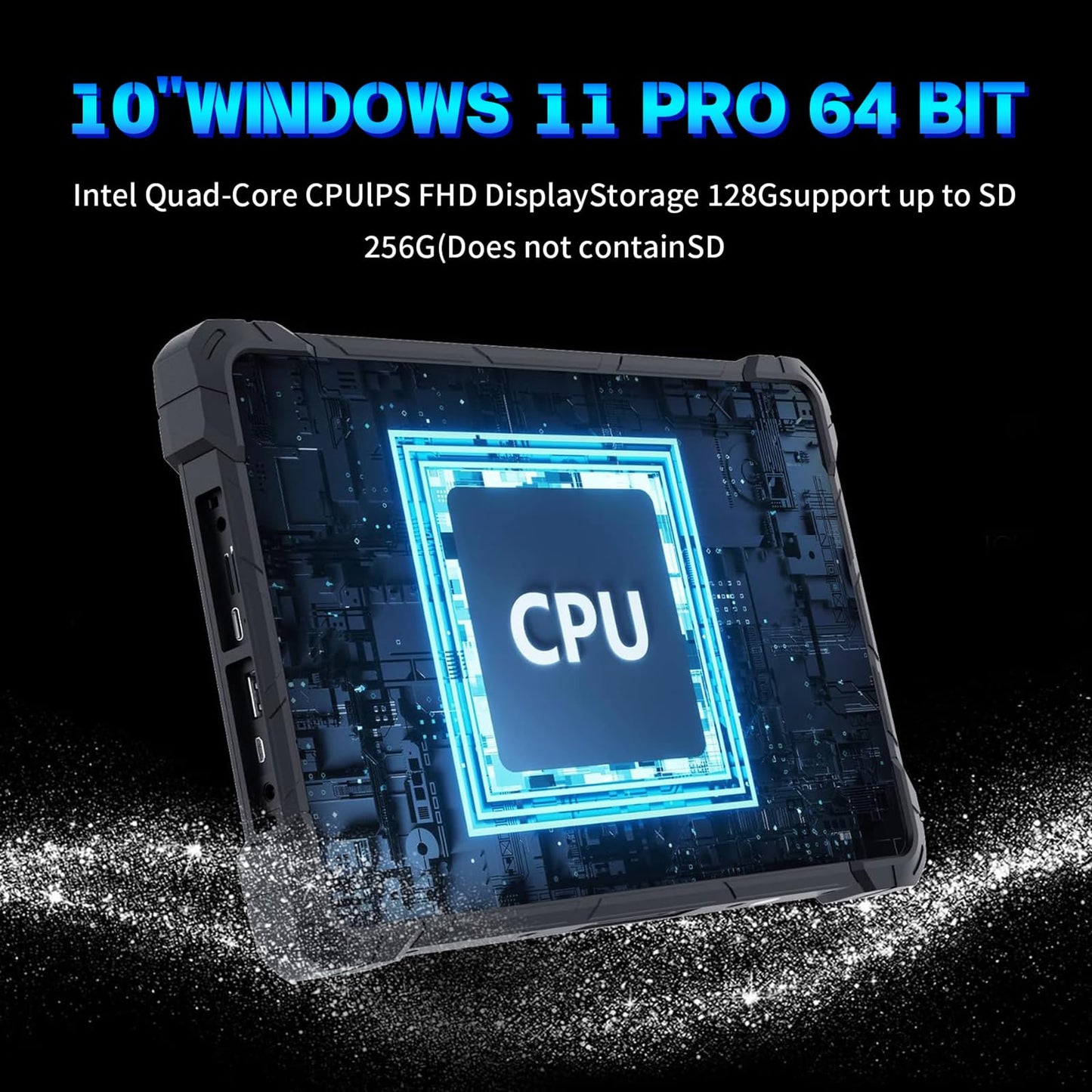 Rugline 10.1" Rugged Tablet, Sunlight Readable Tablet PC, Celeron N4120 8GB RAM+128GB eMMC Tablet, IP67 Waterproof 16000mAh Large Battery Work Tablet with Wi-Fi 5.0 BT 4.2 for Enterprise Field Work