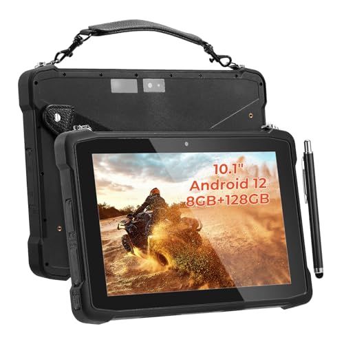10.1" Rugged Tablet, Android 12 Waterproof Tablet, 8GB+128GB with GPS, 700nits Outdoor, IP65 Heavy Duty for Offroad UTV, Drone, 2Y Protection