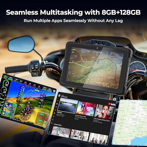 10.1" Rugged Tablet, Android 12 Waterproof Tablet, 8GB+128GB with GPS, 700nits Outdoor, IP65 Heavy Duty for Offroad UTV, Drone, 2Y Protection