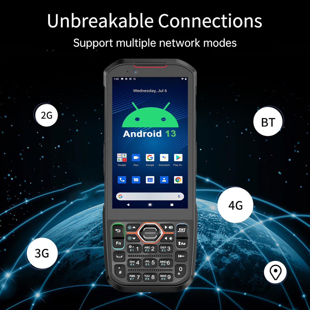 Android 13 PDA 6GB+64GB Barcode Scanner hot-swappable