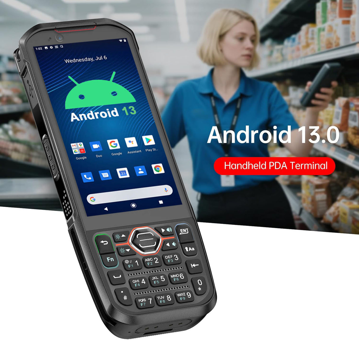 Android 13 PDA 6GB+64GB Barcode Scanner hot-swappable