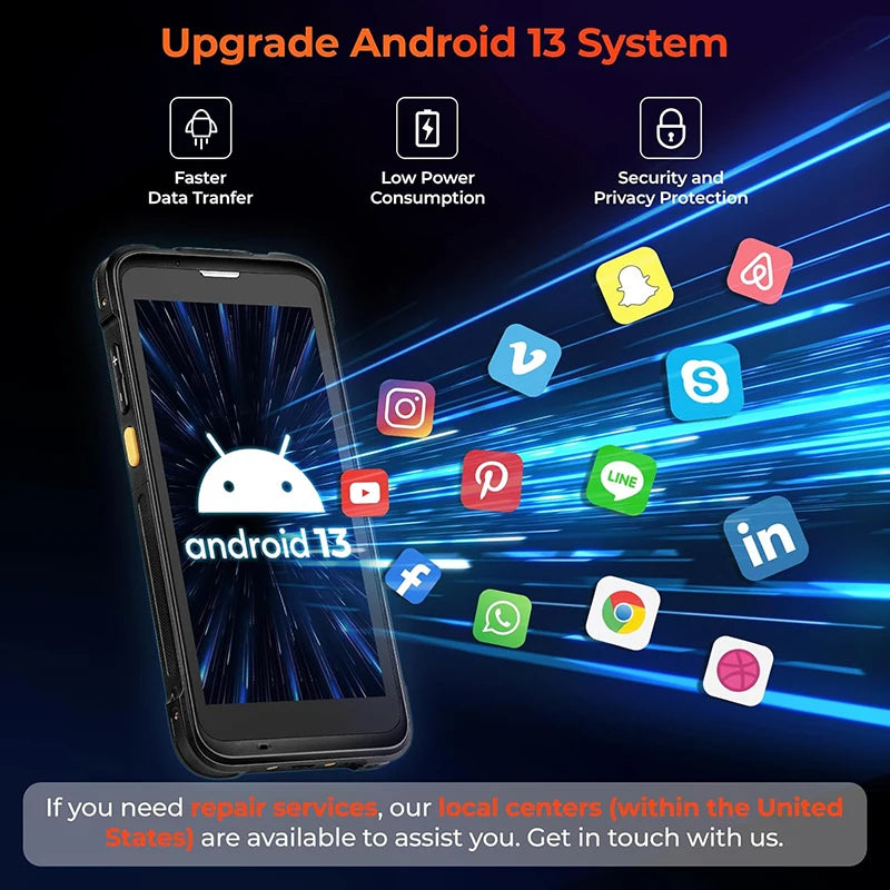 5.5 inch Android 13 Barcode Scanner with Pistol Grip 6G RAM 128G ROM Handheld PDA Terminal 1D/2D/QR Inventory Scanner