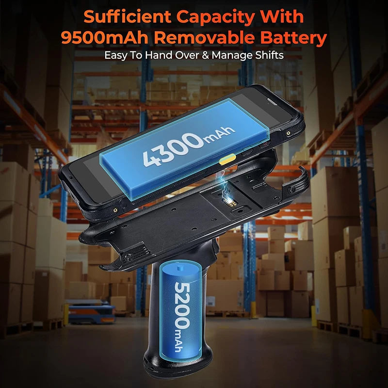 5.5 inch Android 13 Barcode Scanner with Pistol Grip 6G RAM 128G ROM Handheld PDA Terminal 1D/2D/QR Inventory Scanner