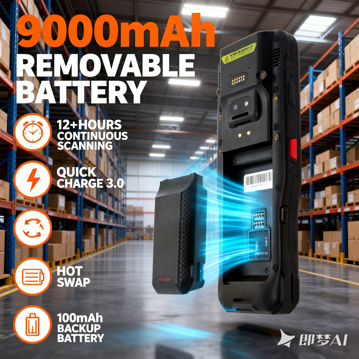 2026 New Long-Range-Android-Barcode-Scanner, Android 14 PDA, Works with Zebra 4770 Scanner, Long Distance Inventory Scanner with Trigger Handle, 1D 2D for Warehouse
