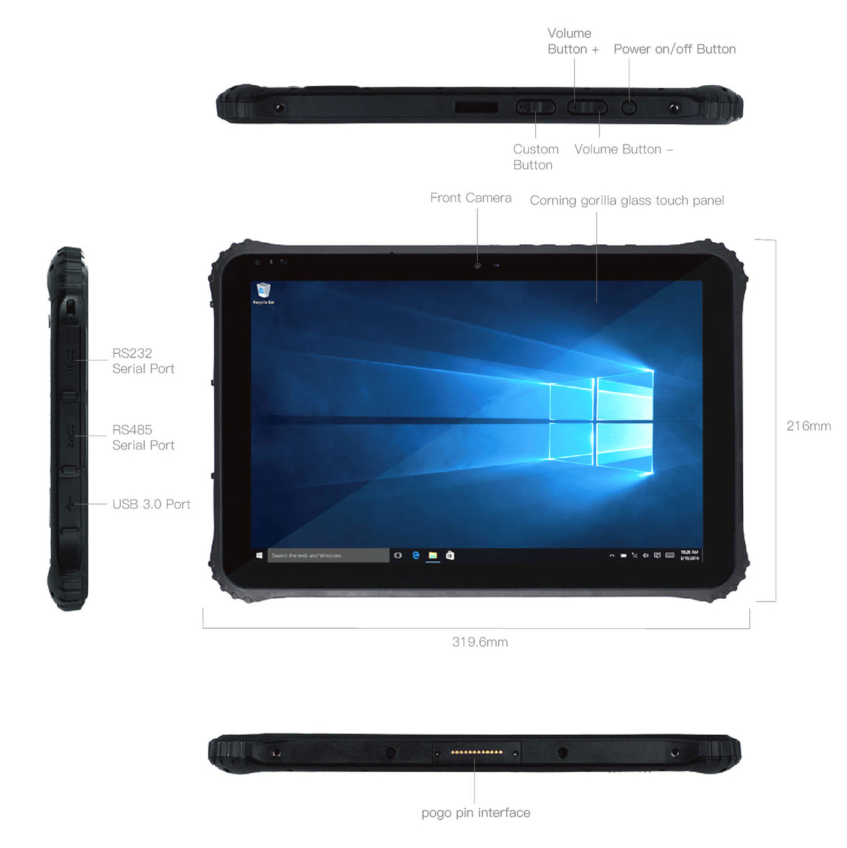 RT-I22J 12.2 Inch Windows 11 Pro Industrial Rugged Tablet Notebook PC