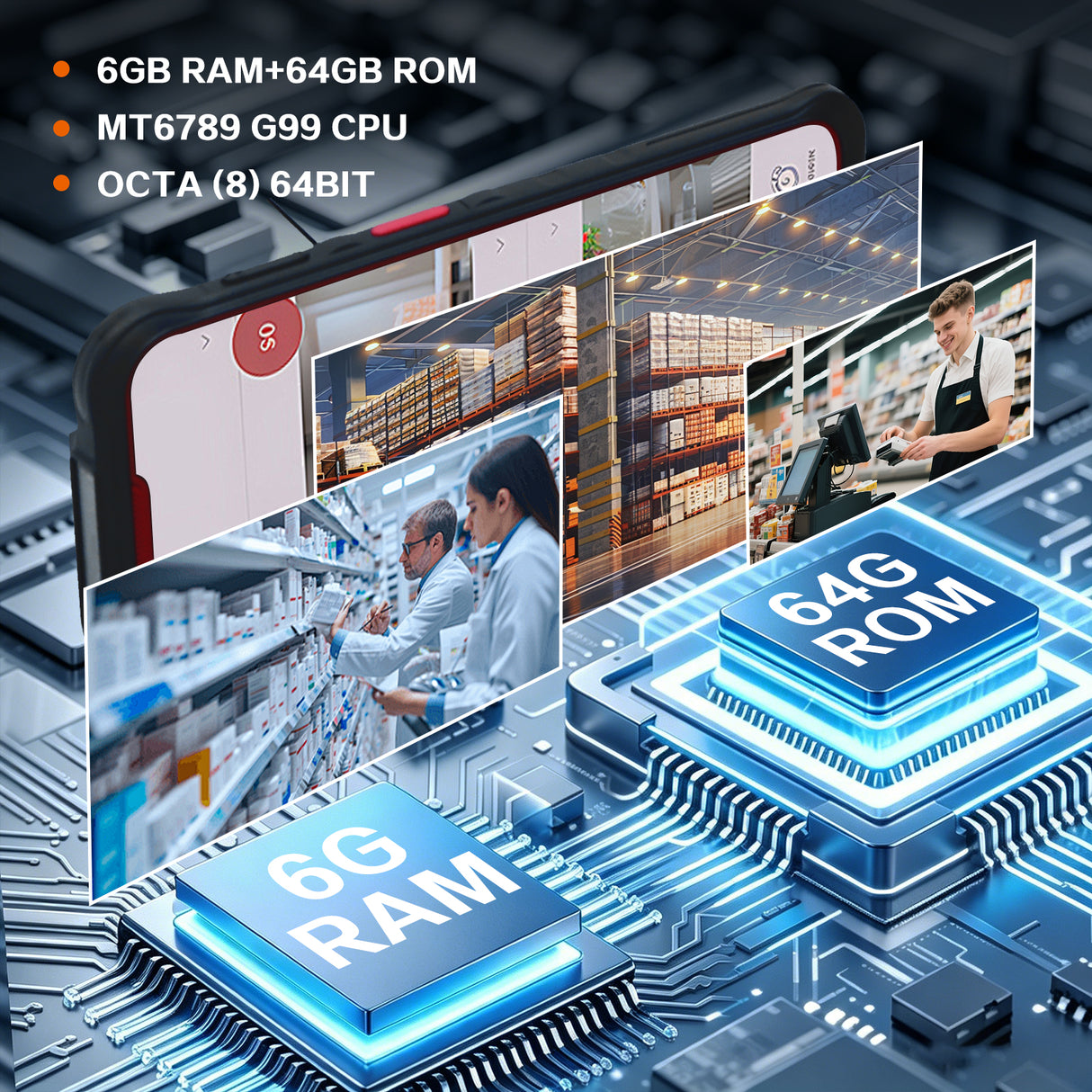 T10 Android 14 Mobile PDA with 2D Zebra SE4710 Barcode Scanner