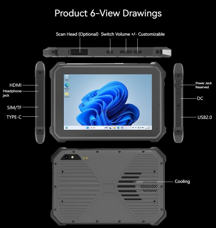 RT-I70N 7" Rugged Tablet PC Intel Intel N100 8GB RAM+128GB Industrial Ourdoor Waterproof Windows
