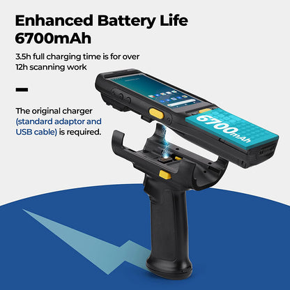 RUGLINE RT61 2025 New Long-Range-Android-Barcode-Scanner, Android 13 PDA, Equip with Zebra 4850 Scanner, Long Distance Inventory Scanner with Pistol Grip, 1D 2D QR for Warehouse