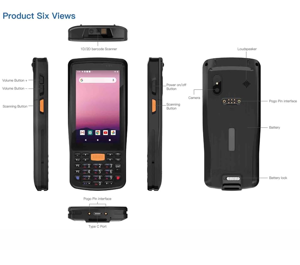2D Scanner 4.5-inch Handheld Rugged PDA Android 11