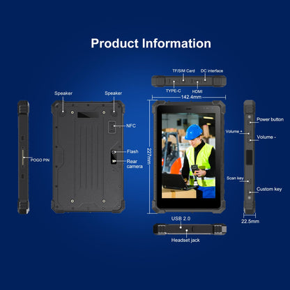 RUGLINE Rugged Tablet,10.1" Android 13 Industrial Three-Proof Tablet,8GB+128GB,700nit,1920 * 1200IPS, IP68 Military Waterproof Outdoors Industrial PC, MIL-STD-810G,WiFi,GPS,NFC,4G LTE