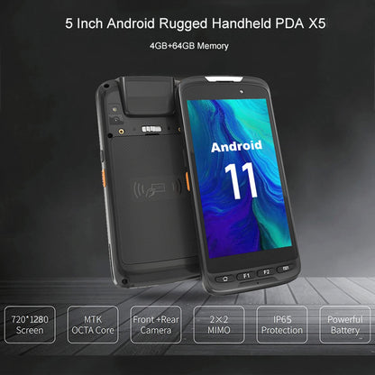 Android 2D Barcode Scanner 5" Handheld Rugged PDA