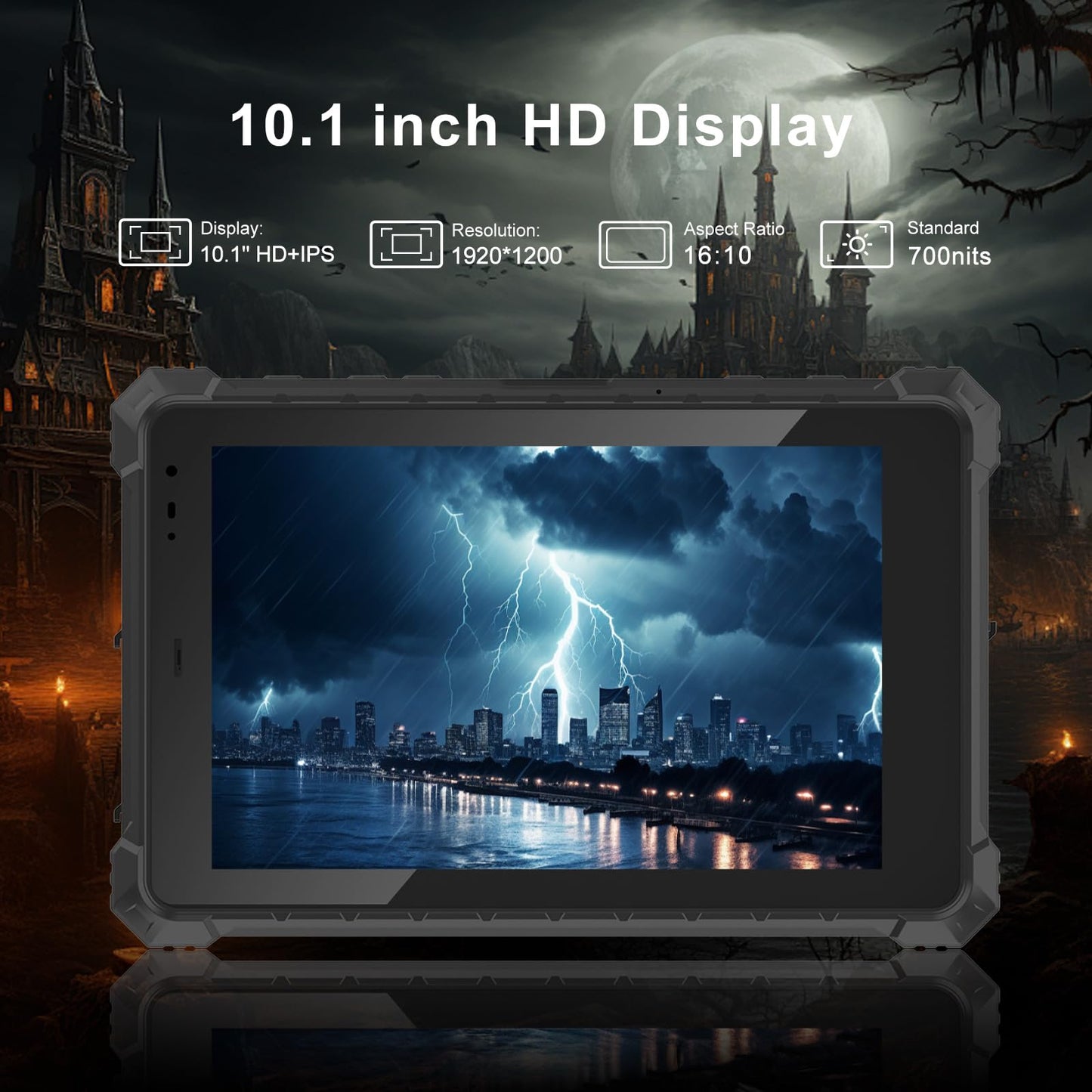 RUGLINE Rugged Tablet,10.1" Android 13 Industrial Three-Proof Tablet,8GB+128GB,700nit,1920 * 1200IPS, IP68 Military Waterproof Outdoors Industrial PC, MIL-STD-810G,WiFi,GPS,NFC,4G LTE