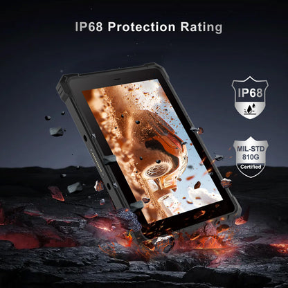 RUGLINE Rugged Tablet,10.1" Android 13 Industrial Three-Proof Tablet,8GB+128GB,700nit,1920 * 1200IPS, IP68 Military Waterproof Outdoors Industrial PC, MIL-STD-810G,WiFi,GPS,NFC,4G LTE