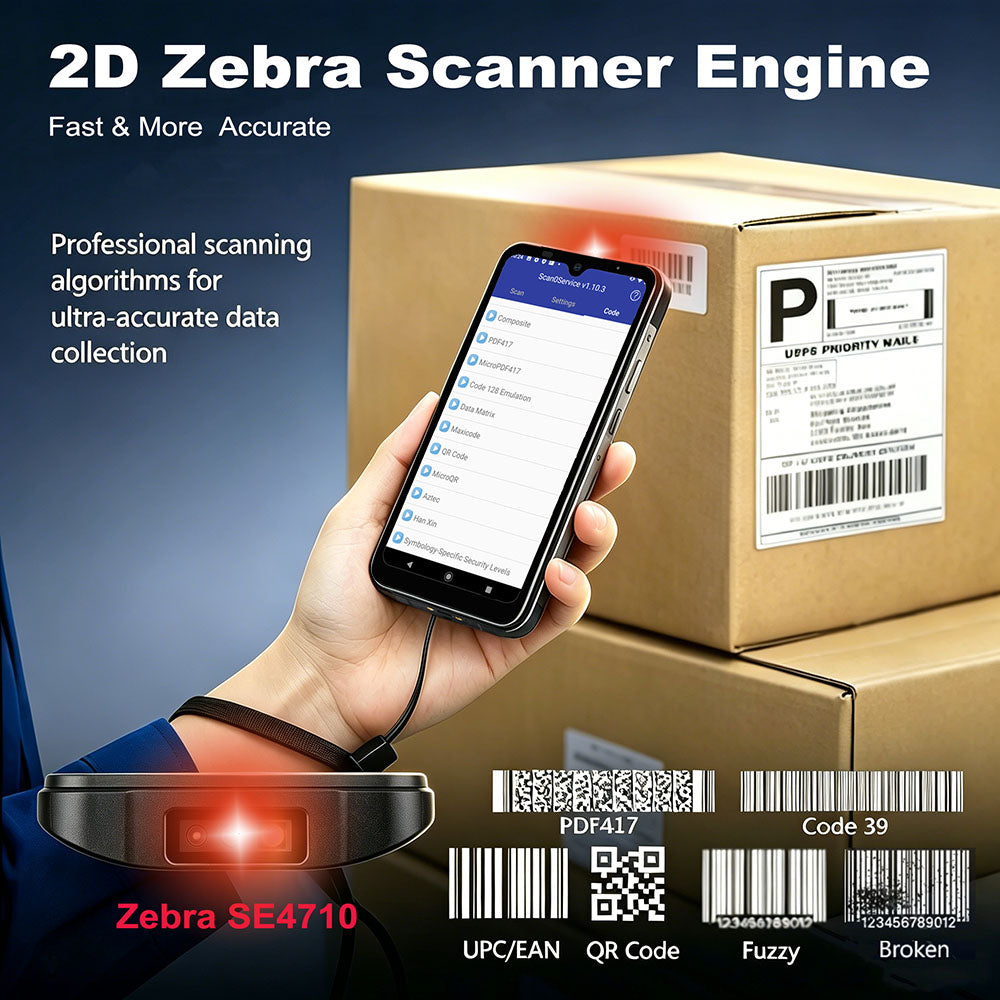 6" Full Screen Mobile Computer Inventory Scanner,Android 15 Barcode Scanner, Handheld PDA w/Zebra SE4710 Scan Engine, 4GB+64GB, IP68 Rugged Data Terminal for Warehouse&Logistics Management