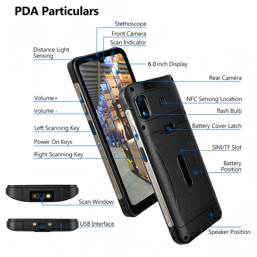 6" Full Screen Mobile Computer Inventory Scanner,Android 15 Barcode Scanner, Handheld PDA w/Zebra SE4710 Scan Engine, 4GB+64GB, IP68 Rugged Data Terminal for Warehouse&Logistics Management