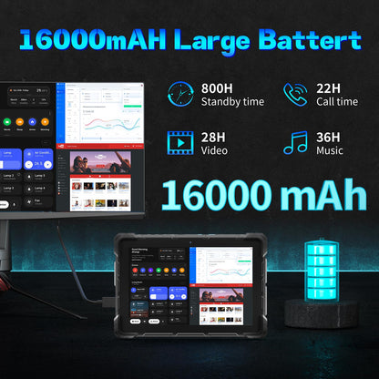 Rugline 10.1" Rugged Tablet, Sunlight Readable Tablet PC, Celeron N4120 8GB RAM+128GB eMMC Tablet, IP67 Waterproof 16000mAh Large Battery Work Tablet with Wi-Fi 5.0 BT 4.2 for Enterprise Field Work