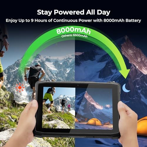 10.1" Rugged Tablet, Android 12 Waterproof Tablet, 8GB+128GB with GPS, 700nits Outdoor, IP65 Heavy Duty for Offroad UTV, Drone, 2Y Protection