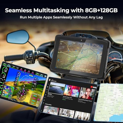 10.1" Rugged Tablet, Android 12 Waterproof Tablet, 8GB+128GB with GPS, 700nits Outdoor, IP65 Heavy Duty for Offroad UTV, Drone, 2Y Protection