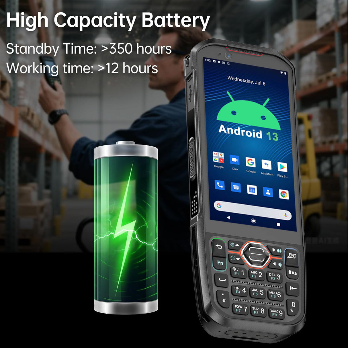 Android 13 PDA 6GB+64GB Barcode Scanner hot-swappable