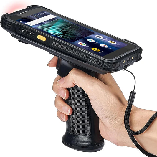 5.5 inch Android 13 Barcode Scanner with Pistol Grip 6G RAM 128G ROM Handheld PDA Terminal 1D/2D/QR Inventory Scanner
