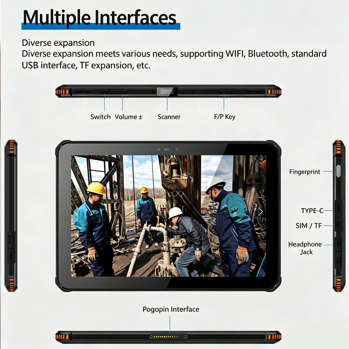 RT-T1 10.1" Rugged Tablet PC Android 14 6GB RAM+256GB Industrial Ourdoor Waterproof