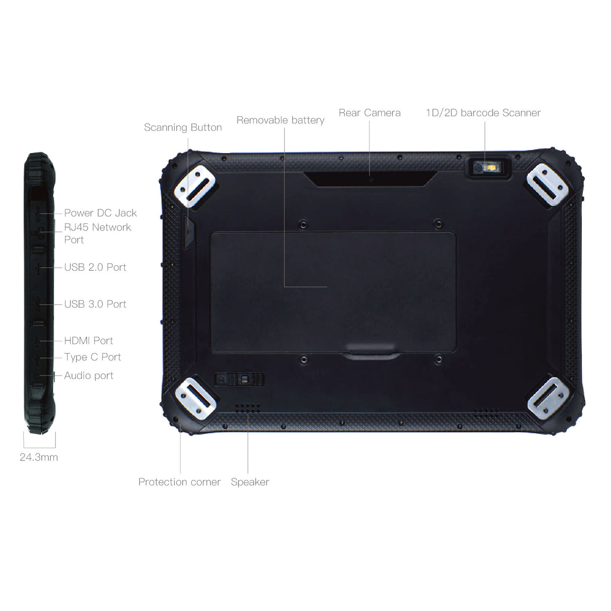 RT-I22J 12.2 Inch Windows 11 Pro Industrial Rugged Tablet Notebook PC