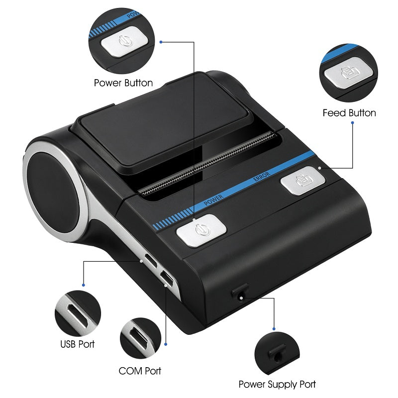 P26 80mm Portable Bluetooth Receipt Printer
