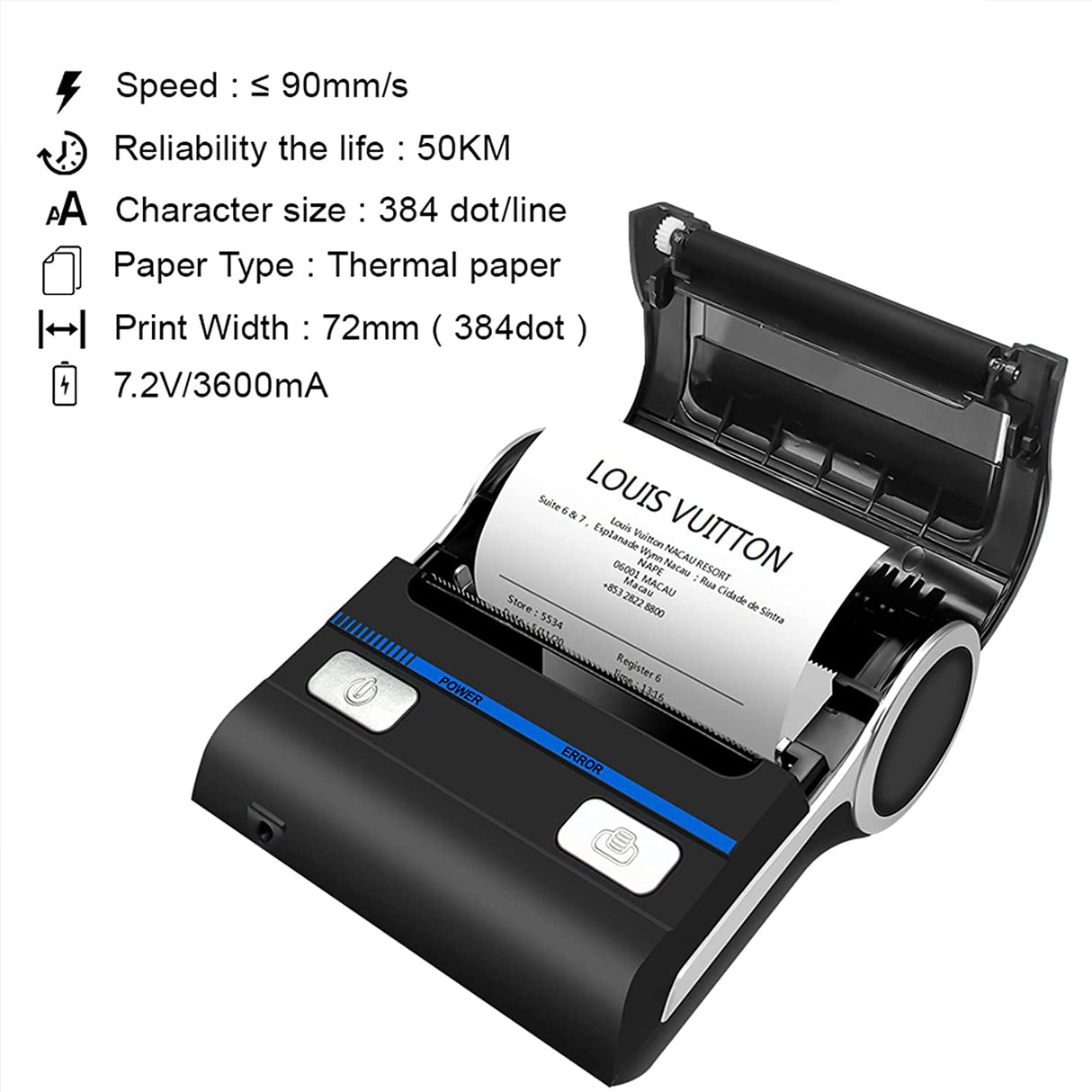 P26 80mm Portable Bluetooth Receipt Printer